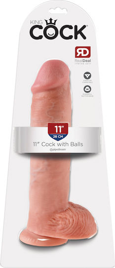 King Cock Ρεαλιστικό Dildo με Όρχεις και Βεντούζα Light 28cm