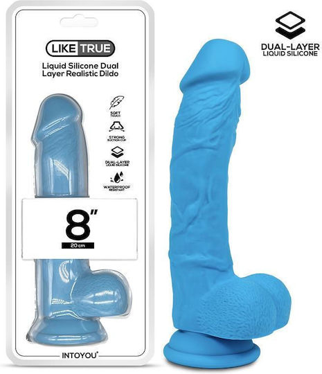 IntoYou Ρεαλιστικό Dildo με Όρχεις και Βεντούζα Μπλε 20cm