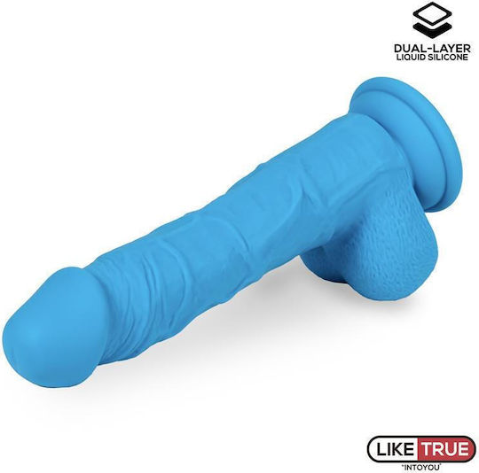 IntoYou Ρεαλιστικό Dildo με Όρχεις και Βεντούζα Μπλε 20cm