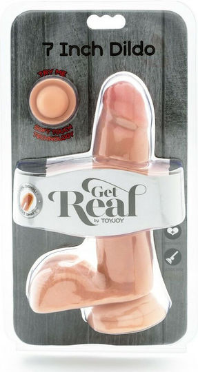ToyJoy Get Real Dual Density Dildo with Balls Ρεαλιστικό Dildo με Όρχεις και Βεντούζα Flesh 18cm