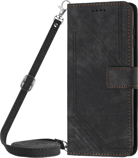 Brieftasche Leder / Silikon Schwarz (Honor X7c 4G)