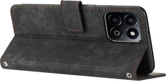 Brieftasche Leder / Silikon Schwarz (Honor X7c 4G)