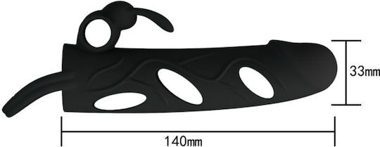 Pretty Love Silicone Vibrating Sleeve Προέκταση Πέους με Δόνηση Μαύρη 14cm