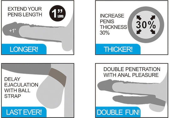 Lovetoy 1" Vibrating Double Penis Sleeve Penis Extension With Vibration Flesh 2.5cm