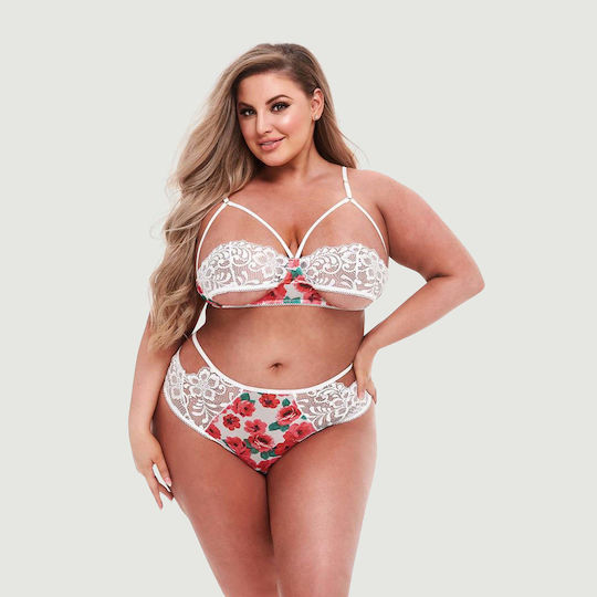 Baci Lingerie Sexy Σετ Εσωρούχων με Δαντέλα Πολύχρωμο Plus Size 2τμχ