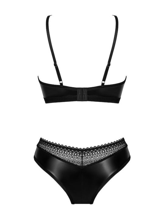 Obsessive Lace Underwear Set with Bra & Brazil Black Norides