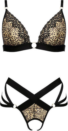 Anais Apparel Izaro Sexy Σετ Εσωρούχων Διχτυωτό Brown 2τμχ