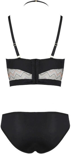 Casmir Lingerie Lagerta 2 pcs Set Sexy Σετ Εσωρούχων Black 2τμχ