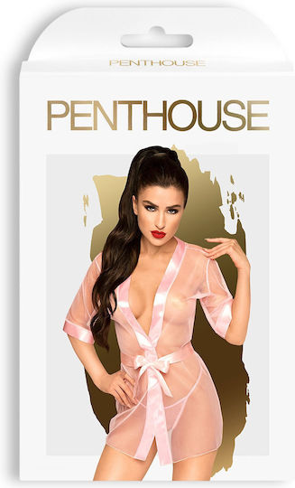 Penthouse Midnight Mirage Peignoir Sexy Ρόμπα Ροζ
