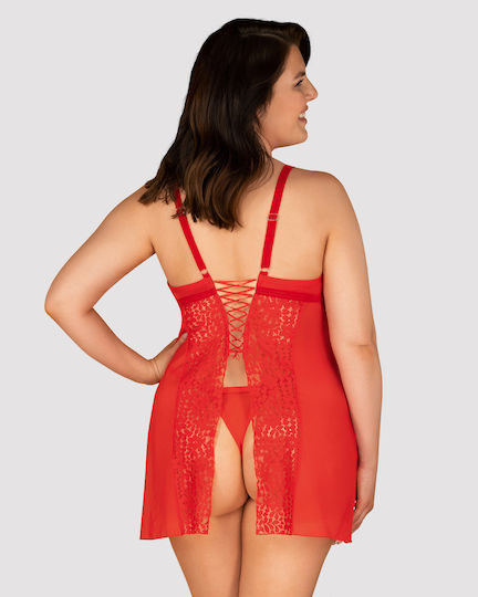 Obsessive Blossmina Sexy Σετ με Ρόμπα Chemise & Thong Red