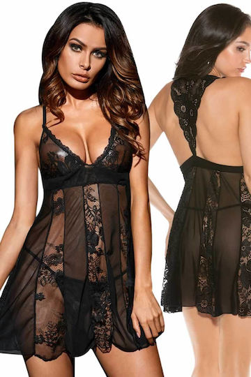 Pretty Lingerie Set Păpuși Sexy Cu Dantelă Negru