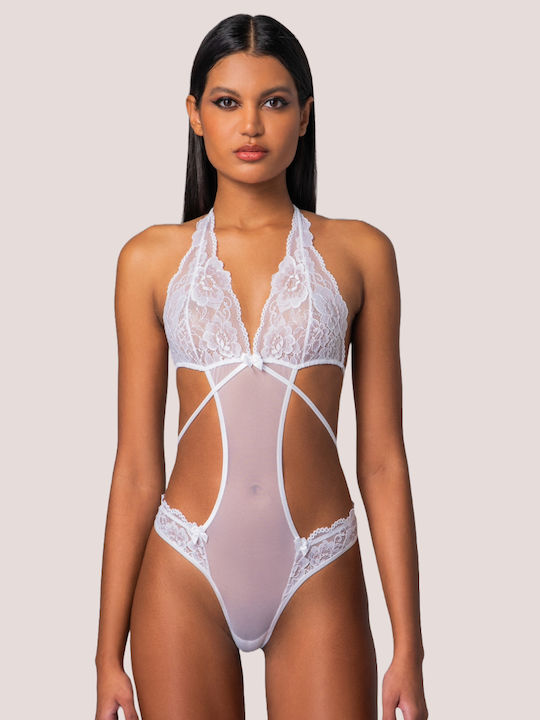 Milena by Paris Sexy Κορμάκι με Δαντέλα Brazil Body Λευκό