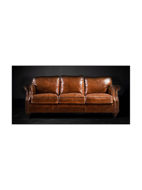 Dreisitzer Sofa Echtes Leder Braun 190x84x78cm