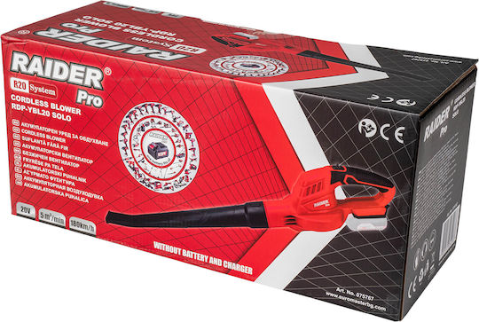 Raider RDP-YBL20 Handheld Battery Leaf Blower 20V Solo with Maximum Air Speed 180km/h