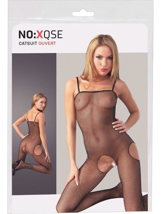 Mandy Mystery Catsuit Mesh Ouvert Ολόσωμο Καλσόν Διχτυωτό με Ανοιχτό Καβάλο Black