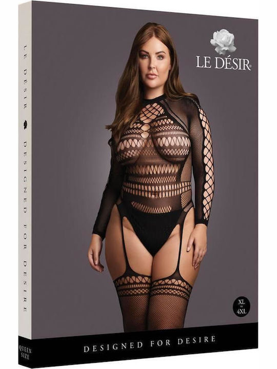 Le Désir Bodystocking-uri Sexy Mărimi Mari Plasă Cu Crotchless Negru