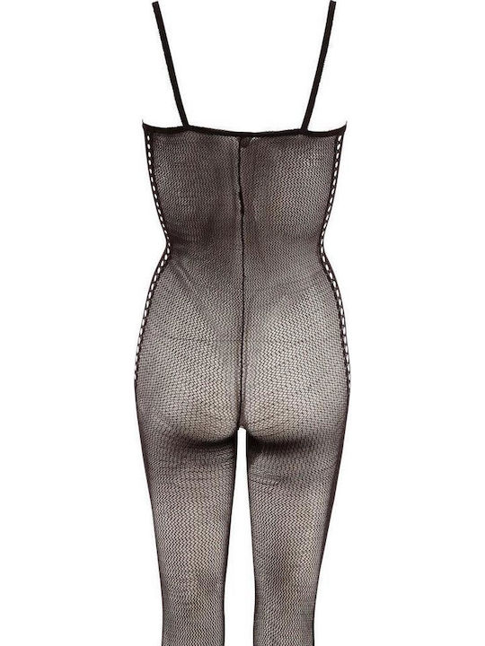 Mandy Mystery Catsuit Plasă Fără Chilot Mărimi Mari Bodystocking Sexy Cu Spate Deschis Negru