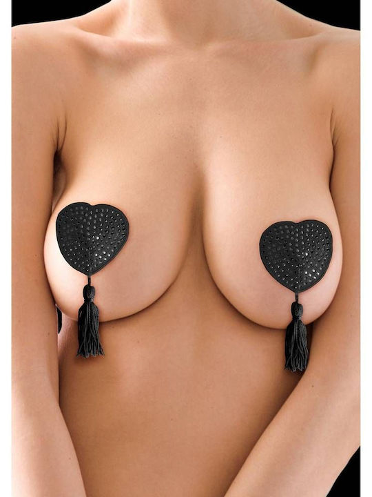 Shots Ouch Nipple Tassels Heart Nipple Covers Μαύρα