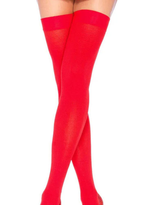 Leg Avenue 6672 Наилонови Чорапи До Бедрото Секси Червени