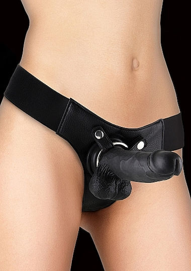 Shots OUCH Realistic Strap-On Harness με Dildo 20cm σε Μαύρο Χρώμα