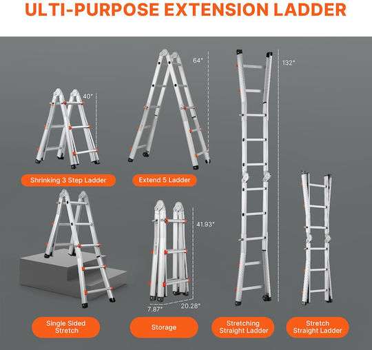 Vevor Telescoping Ladder A Frame 10 Ft Extension Multi-function Homework