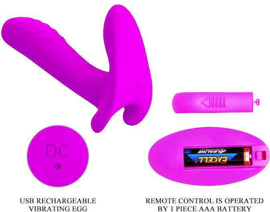 Pretty Love Remote Control Massager Strapless Strap On with Dildo with Vibration in Purple Color