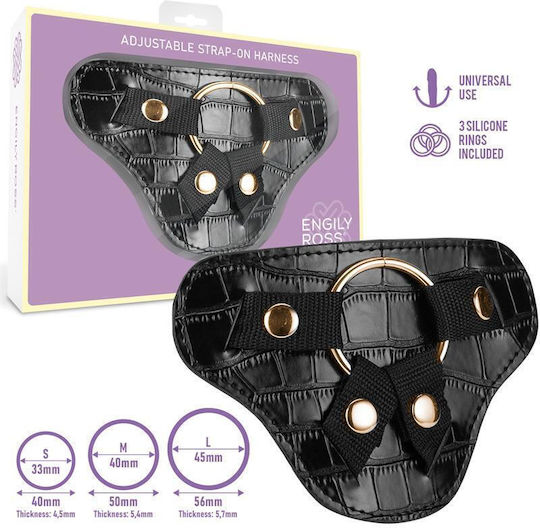 Roxane Universal Adjustable Harness With 3 Silicone Rings Black (έως 18 Δόσεις)