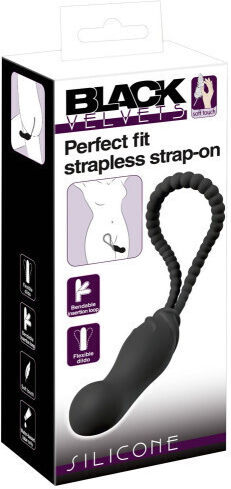 You2Toys Black Velvets Strapless Strap On with Dildo 22cm in Black Color