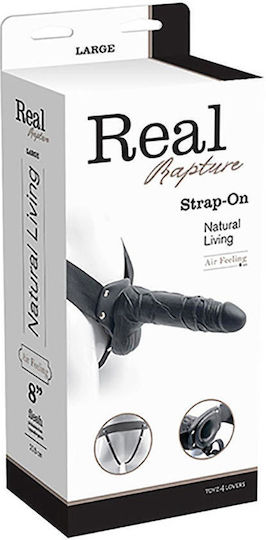 Toyz4lovers Hollow Strap On Real Rapture with Balls Harness με Dildo 20.5cm σε Μαύρο Χρώμα