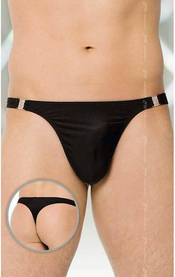 Softline 4432 Low-Rise Thong with Clip Fastener Chilot Sexy pentru bărbați Negru 559144321