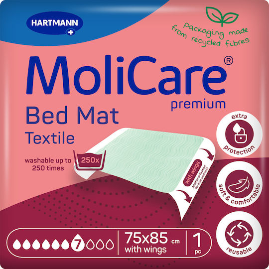 Hartmann MoliCare Premium Washable with Wings Inkontinenzunterlage Wiederverwendbar 7 Tropfen 75x85cm