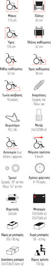 Vita Orthopaedics VT61036 Max Elektrisch Komplexer Typ Rollstuhl mit Rückentyp Rückenneigung 42cm 09-2-147