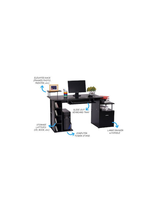 Computer Office Wooden Black 152x60x88cm