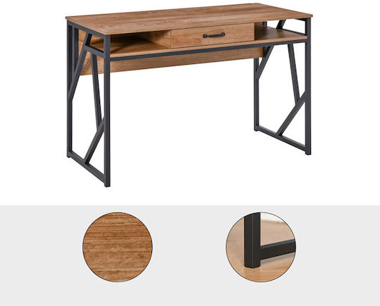 Desk made of Solid Wood Coffee with Metal Legs 120x60x76cm