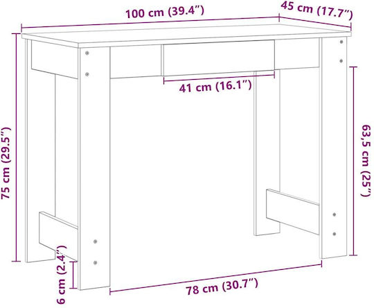 Schreibtisch Holz Gray 100x45x75cm