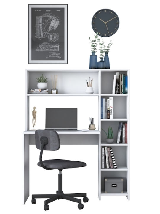 Γραφείο Rani Ξύλινο με Βιβλιοθήκη Λευκό 113.2x40x141.8εκ.