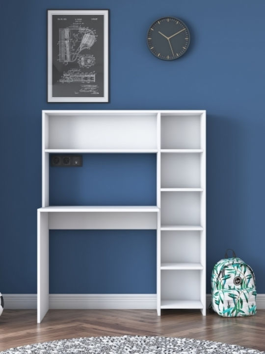 Γραφείο Rani Ξύλινο με Βιβλιοθήκη Λευκό 113.2x40x141.8εκ.