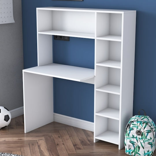 Schreibtisch Rani Holz mit Bücherregal White 113.2x40x141.8cm