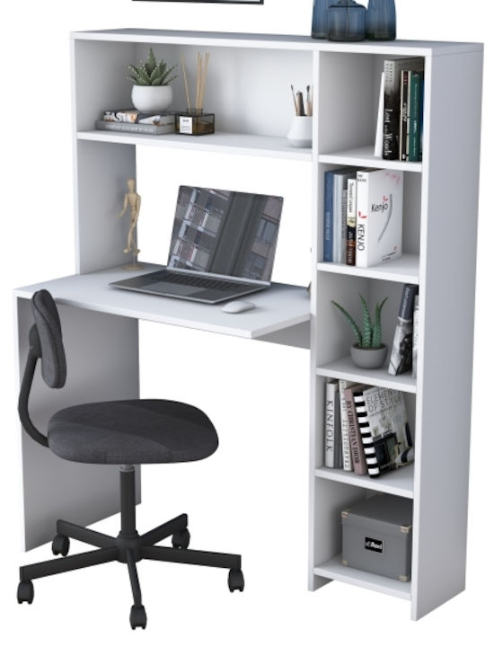 Γραφείο Rani Ξύλινο με Βιβλιοθήκη Λευκό 113.2x40x141.8εκ.