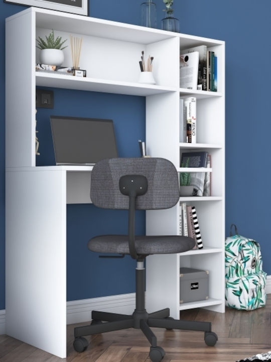 Γραφείο Rani Ξύλινο με Βιβλιοθήκη Λευκό 113.2x40x141.8εκ.