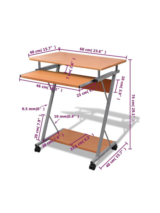 Computer Büro Holz Beige mit Metallbeinen 60x40x75cm