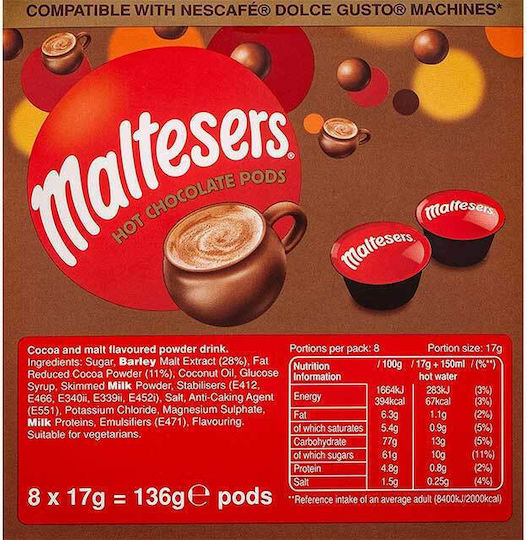 Nescafe Капсули Шоколад Maltesers Съвместими с машина Dolce Gusto 8капси
