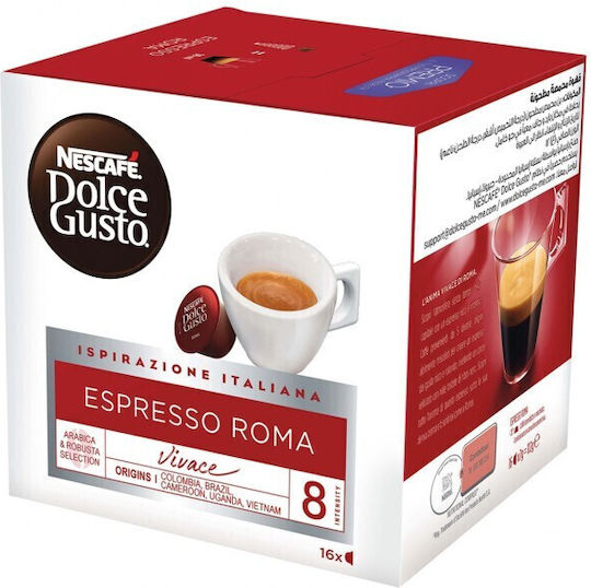 Nescafe Kaffee- und Getränkekapseln Espresso Dolce Gusto Espresso Roma Kompatibilität mit Maschine Dolce Gusto 16 Stück