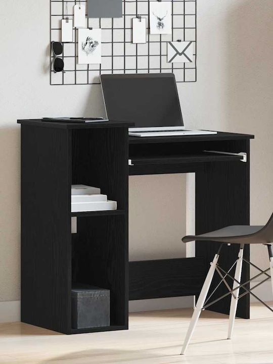 Computer Office Wooden Black Velvet-Black Metal 84x40x78cm