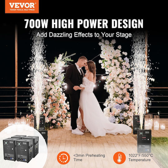 Vevor Cold Spark Fireworks Machine x4 700W 2-5m Stage DJ Wedding Event Party