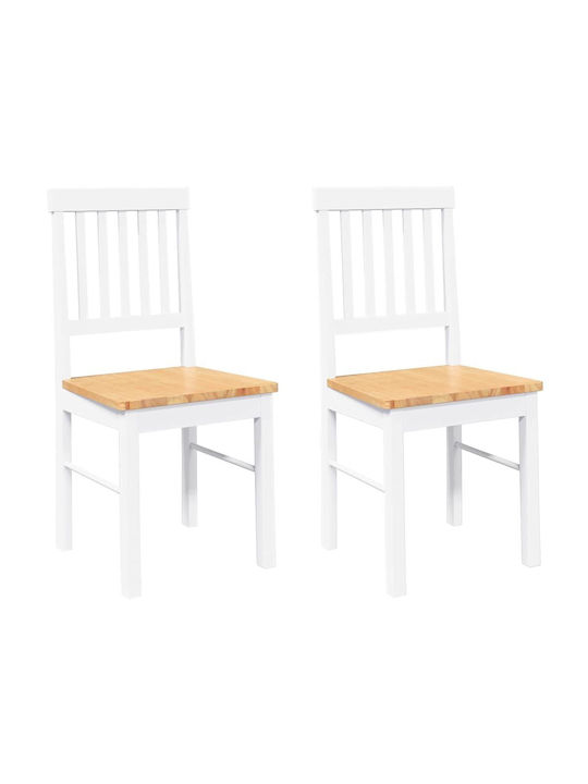 Dining Room Wooden Chair White 42.5x44.5x90cm 2pcs