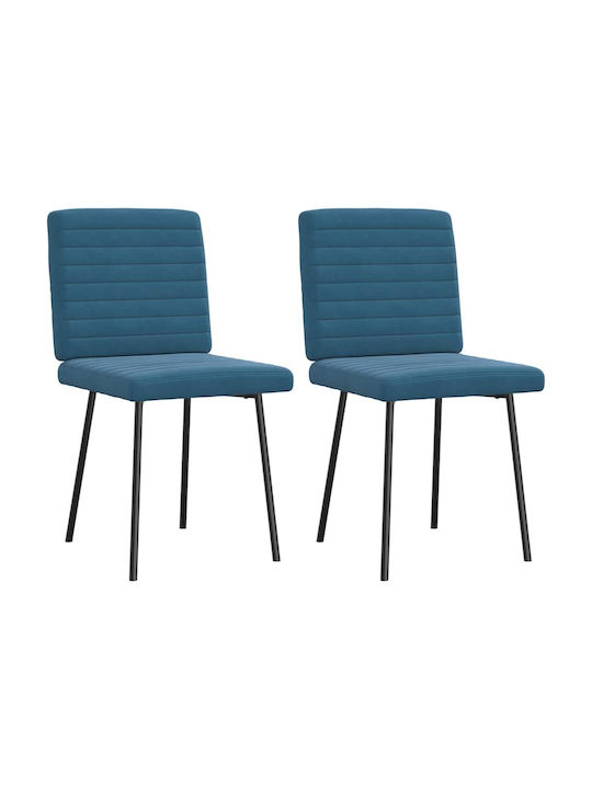 Dining Room Velvet Chair Blue 45x54x83cm 2pcs