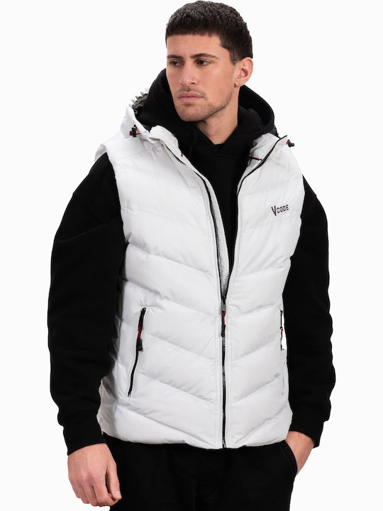 Ärmellos Jacke Puffer Winddicht White