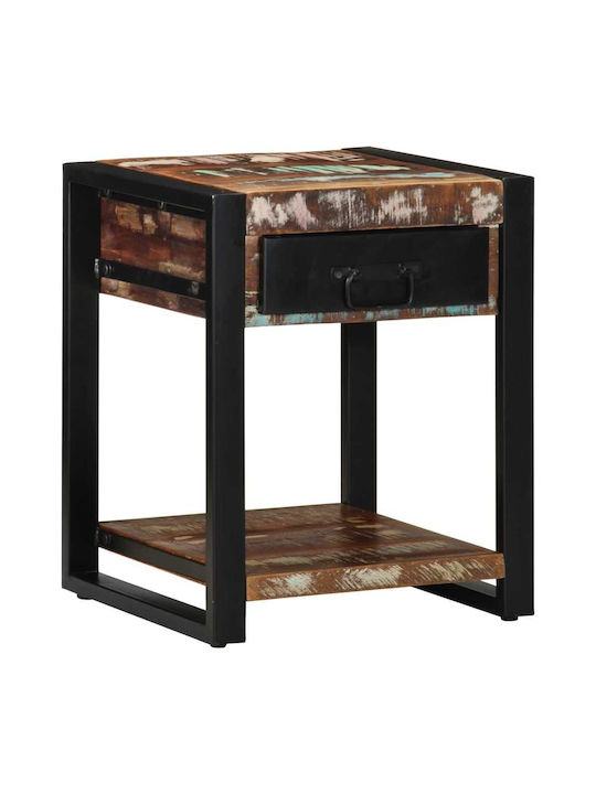 Masă Laterală Pătrată Din Lemn Masiv Multicolor L40xL40xÎ50cm