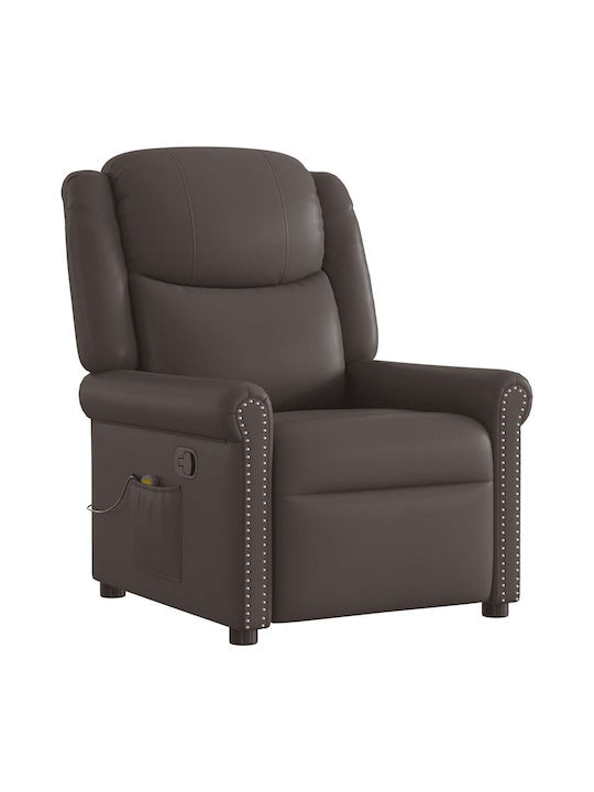 Fotoliu Relax Masaj cu Puf din Piele Naturală Maro 77x92.5x99cm
